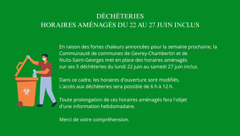 déchèteries horaires aménagés